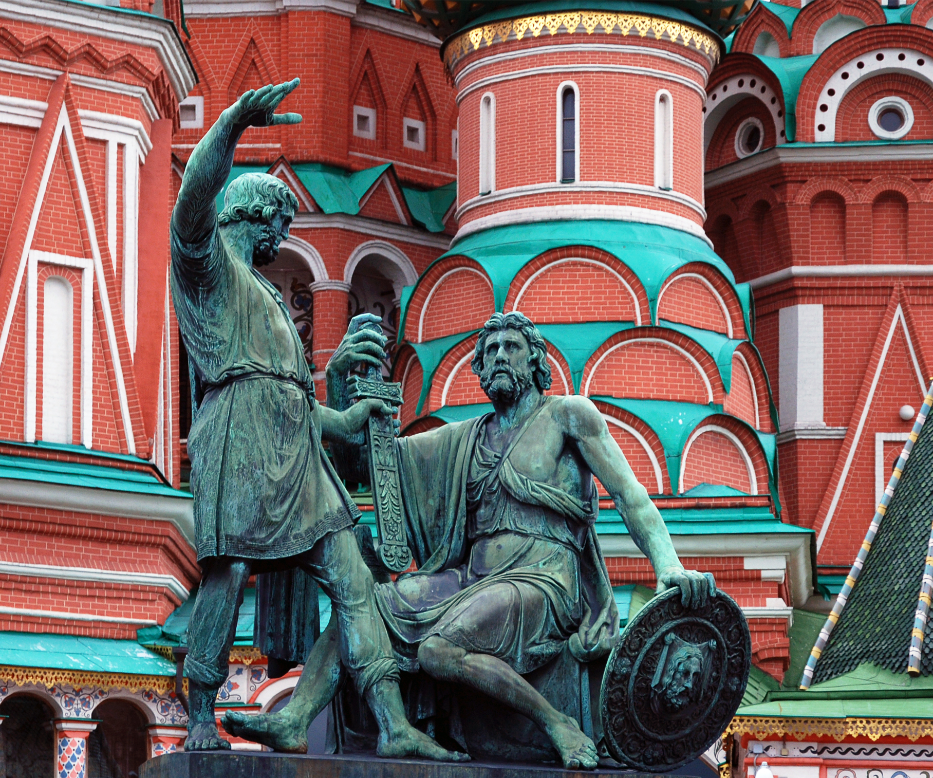 Москва. Пресс-брифинг Владимира Мединского и Алексея Левыкина по реставрации памятника Минину и Пожарскому