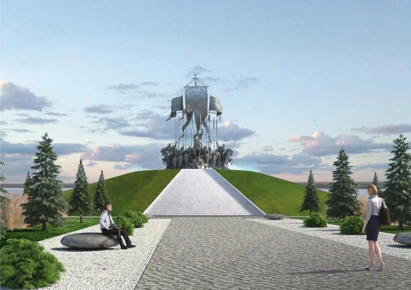 Москва. Пресс-показ сборки скульптуры «Князь Александр Невский с дружиной»