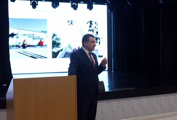 Председатель Краснодарского регионального отделения РВИО Сергей Зенгин выступил с лекцией о событиях, связанных с освобождением Краснодара от немецко-фашистских захватчиков